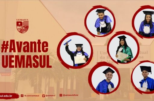 Banner com foto dos seis alunos graduados pela UEMASUL.