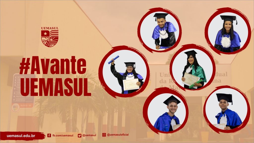 Banner com foto dos seis alunos graduados pela UEMASUL.